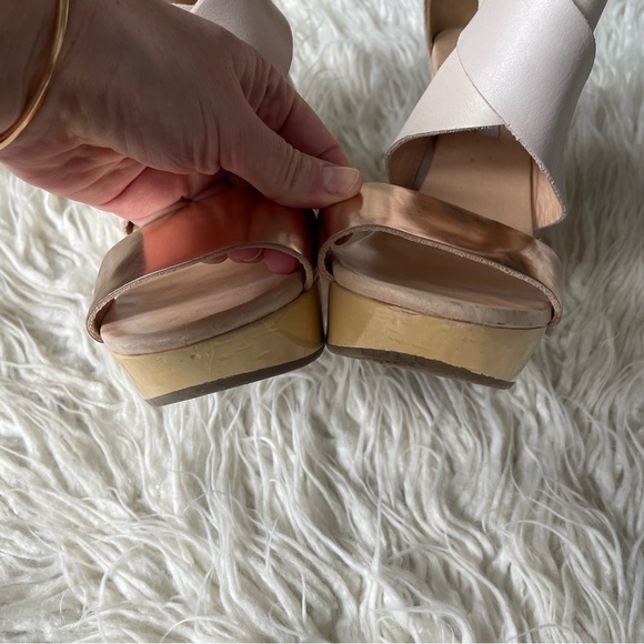 Diane von Furstenberg DVF Rose Gold Pumice Beige Leather Strappy Opal Wedges 8 - Picture 6 of 11